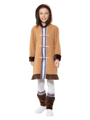 Arctic Girl Kostuum, bestaande uit het fleece jurkje en bijpassende beenwarmers. Wij verkopen ook het jongens, heren en dames Artic Kostuum. 