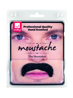 Maak jouw Seventies Look compleet met deze zwarte The Horseshoe Moustache.