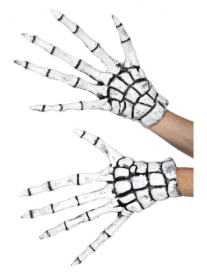 Latex Grim Reaper/Skeleton Handschoenen om jouw look compleet te maken. 