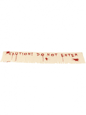 Hang deze Caution Do Not Enter Bloody Banner voor jouw party ingang en the party is on!
Cloth, 180x35cm 