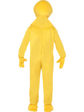 Bekend van het Britse kinderprogramma Rainbow, dit Rainbow Zippy Kostuum. Dit kostuum bestaat uit de gele bodysuit met muts en handschoenen.