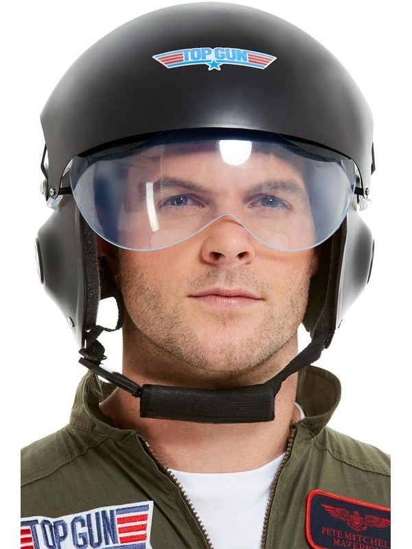 Maak jouw Top Gun Look helemaal compleet met deze geweldige Top Gun Deluxe Helm met verstelbare vizier en kinband.