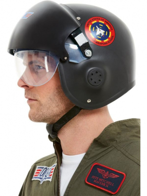 Maak jouw Top Gun Look helemaal compleet met deze geweldige Top Gun Deluxe Helm met verstelbare vizier en kinband.