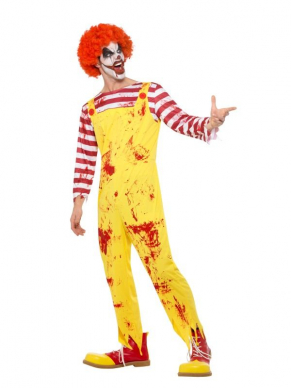 Kreepy Killer Clown Kostuum, bestaande uit de jumpsuit. Maak de look compleet met een bijpasssende pruik en schmink.