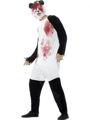 Deluxe Zombie Panda Kostuum, bestaande uit de jumpsuit met EVA masker. Leuk voor een Halloween/Horror feestje.