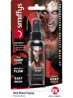 Maak jouw Halloween/Horror Kostuum nog angstaanjagender met onze Make-Up FX, Blood Spray, 14ml.