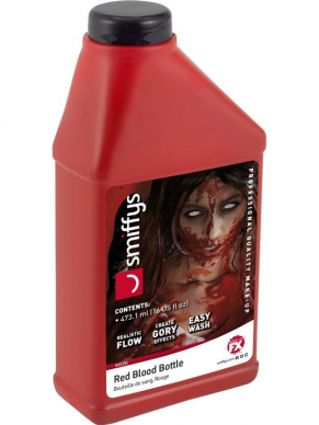 Maak jouw Halloween/Horror Look compleet met de Make-Up FX, Blood Bottle, Red, 473.17ml.