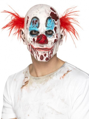 Zombie Clown Masker, Foam Latex, Multi-Coloured, Full Overhead met haar maakt jouw Halloween/Horror look helemaal af.