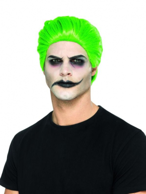 Ben jij fan van superhelden kruip dan tijdens Halloween in de huid van The Joker met deze Neon groene Slick Trickster Pruik.