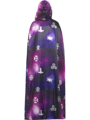 Deluxe Reversible Galaxy Ouija Cape, Black & Purple, Unisex.