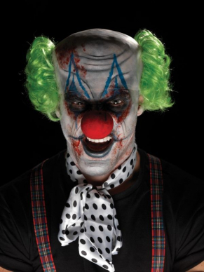 Maak jouw Scary Clowns Look compleet met deze Make-Up FX, Sinister Clown Kit, bestaande uit schmink op waterbasis, de kale cap met haar, neus, bloed en applicators. Bekijk hier bijpassende Clown Kostuums voor Halloween.