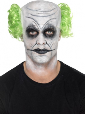 Maak jouw Scary Clowns Look compleet met deze Make-Up FX, Sinister Clown Kit, bestaande uit schmink op waterbasis, de kale cap met haar, neus, bloed en applicators. Bekijk hier bijpassende Clown Kostuums voor Halloween.