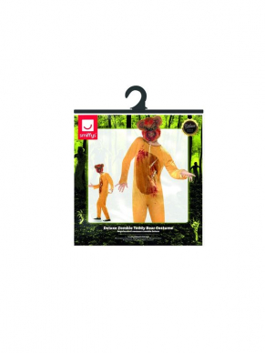 Jaag iedereen de stuipen op het lijf tijdens Halloween met dit Deluxe Zombie Teddy Bear Kostuum, bestaande uit de bruine jumpsuit en EVA masker.Maak het kostuum angstaanjagender met onze bloedspray wat je op het kostuum kan spuiten.