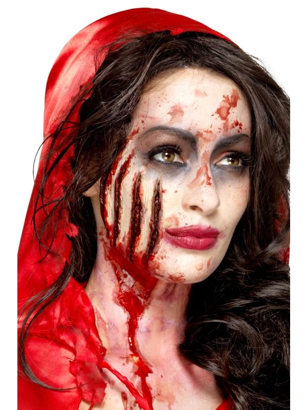 Maak je Halloween Look nog angstaanjagender met deze Rode Make-Up FX, Latex Claw Wound Scar. Bekijk hier onze gehele collectie Wonden en Scars.
