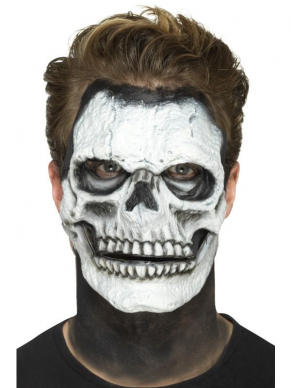 Maak jouw Halloween Skeleton Look helemaal compleet met deze zelfklevende Make-Up FX, Foam Latex Skeleton Face Prosthetic, 2 gedeeltes met beweegbare kaak.