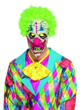 Hoe gaaf is deze UV Black Light Clown Mask, Multi-Coloured, Latex, Overhead, met haar.