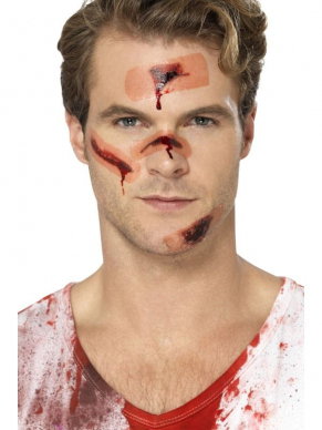  Maak jouw Zombie Look nog realistischer met deze Make-Up FX, Zombie Plaster Wound Transfers, Beige.