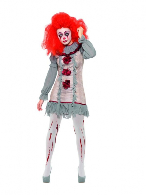 Vintage Clown Lady Kostuum, bestaande uit de jurk met kraag. Maak de look compleet met schmink, panty en een pruik. Wij verkopen ook het Vintage Clown Heren Kostuum zo kun je als setje naar jouw Halloween party.