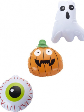 Een set van 3 Mini Halloween Inflatables ter decoratie op jouw Halloween feestje.Set of 3, 15cm.