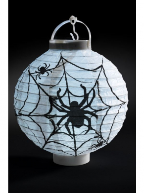 Leuke Light Up LED Paper Spider Web Lampion, Black & White, 20x7x22cm. Leuk ter decoratie of een Halloween optocht.