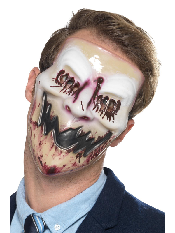 Maak jouw look nog angstaanjagender met dit enge Blood Smile Masker. Leuk voor Halloween of ander Horror feestje.