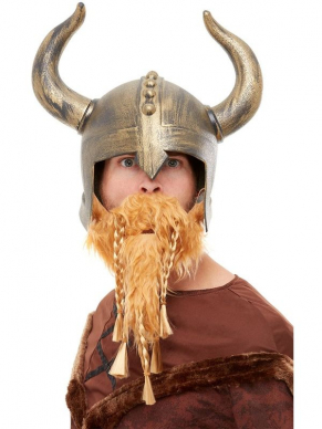 Maak jouw Viking Look compleet met deze Goudkleurige Viking Helm met baard. Leuk voor Carnaval, themafeestje of voor een toneelstuk.