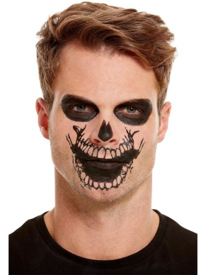 Maak jouw Skeleton Look compleet met deze Make-Up FX, Skeleton Mouth Face Transfer, inclusief Facepaint, Penceel, Transfer en Spons. Bekijk hier onze gehele Skeleton Collectie.
