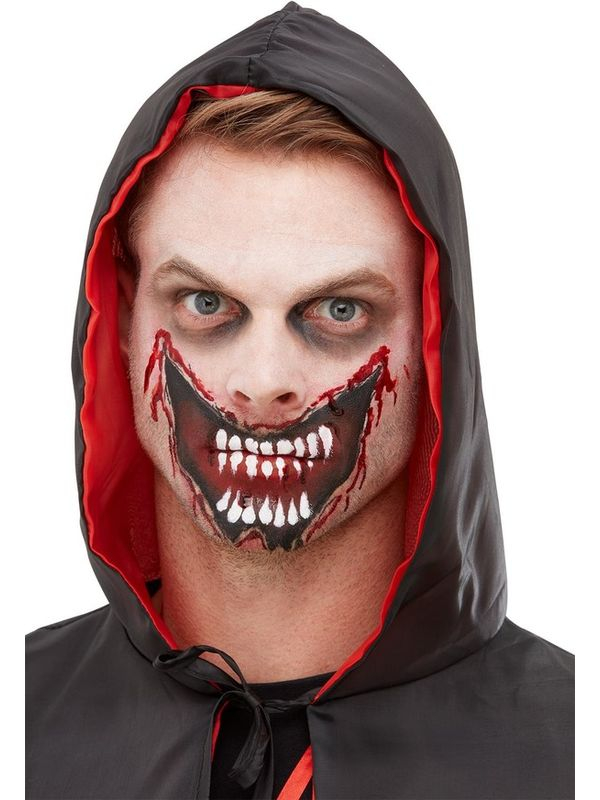 Maak jouw Horror Look compleet met deze Make-Up FX, Slashed Mouth Kit, inclusief Facepaint, Bloed, Transfer, Spons & Applicator.