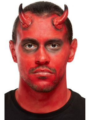 Maak je Devil Look compleet met deze Make-Up FX, Devil Kit, Aqua, Red & Black, Facepaints, Horns, Sponge & Applicator