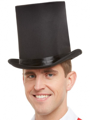  Deluxe Top Hat Zwart, te combineren bij vele kostuums.