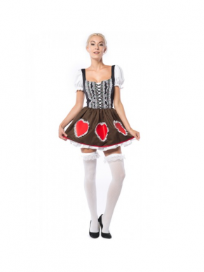 Verover iedereens hart met dit geweldige Oktoberfest Heidi Heart Jurkje. Maak de look compleet met een bijpassende pruik en kousen en je bent klaar voor jouw Tiroler feestje.