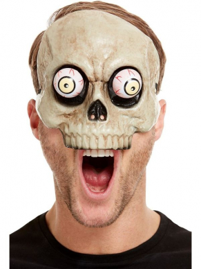 Maak jouw Crazy Skeleton Halloween Look compleet met dit Crazy Skeleton Masker met beweegbare ogen, PVC