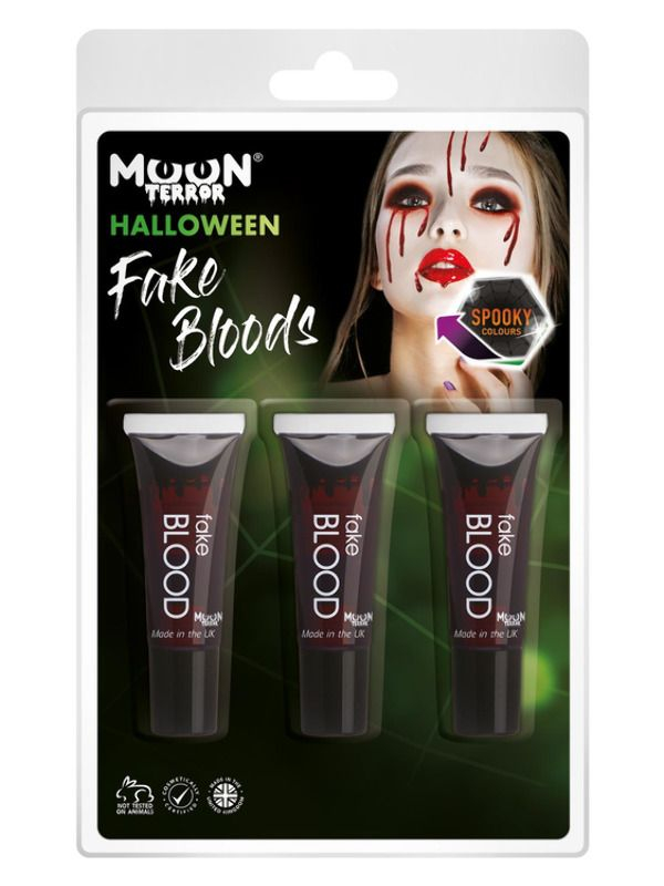 Maak jouw Horror Look af met deze tubes Fake Blood.
3x10ml.