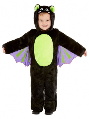 Voor het allerkleinste dit te gekke Vleermuis-kostuum, bestaande uit de zwarte hooded onesie met vleugels.