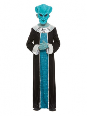Alien Kostuum voor kinderen, bestaande uit het gewaad met touw en masker. Wij verkopen ook het heren en dames Alien Kostuum.