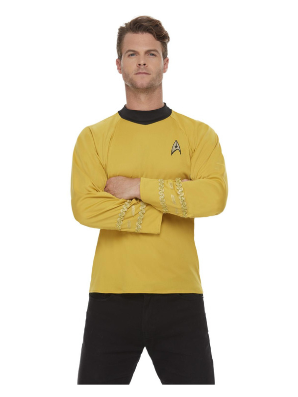 Bekend van de tv serie Star Trek, dit Original Series Command Uniform Top in de kleur  Gold.Maak de look compleet met bijpassende accessoires. Bekijk ook onze overige Star Trek kostuums en accessoires.