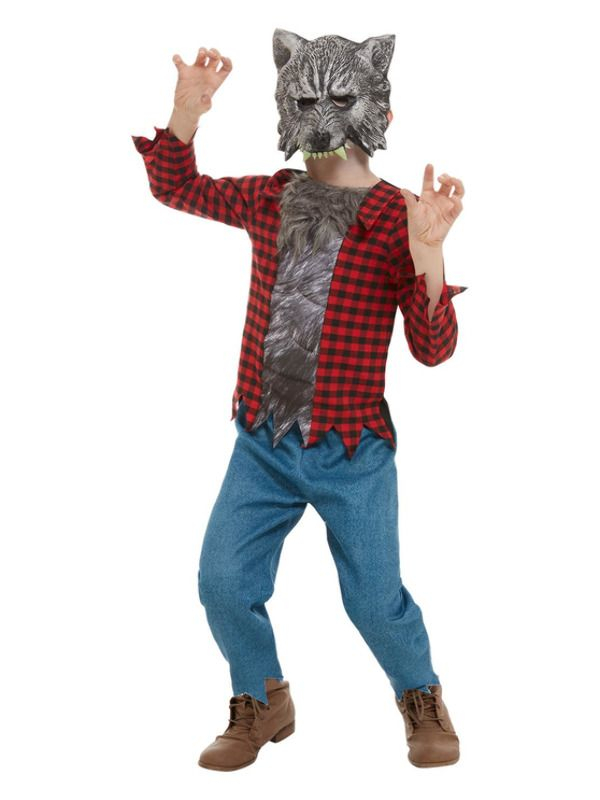 Weerwolf Kostuum voor kinderen, bestaande uit de top, broek en masker. Kortom met dit kostuum ben je in één keer klaar voor Carnaval of Halloween.