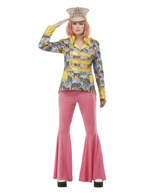 Carnival Jacket, Blue & Yellow, Animal Print Design & Gold Trim. Combineer dit jasje met een roze flare broek en je bent klaar om te feesten.