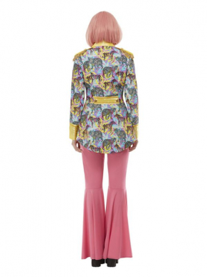 Carnival Jacket, Blue & Yellow, Animal Print Design & Gold Trim. Combineer dit jasje met een roze flare broek en je bent klaar om te feesten.