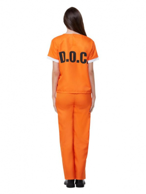 Bekend van de netflix hitserie Orange is The New Black, dit te gekke oranje Prison Uniform, bestaande uit de Top, broek, handboeien en ID Badge. Perfect voor Carnaval.