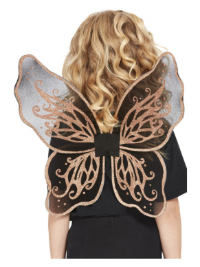 Mooie goudkleurige Dark Botanicals Butterfly Wings met glitters. 43cm.