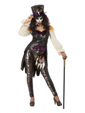 Dit Deluxe Voodoo Witch Doctor Kostuum is perfect voor Halloween. Het kostuum bestaat uit het jasje, mock top, legging, hoed en ketting. Wij verkopen ook het bijpassende Deluxe Voodoo Witch Doctor Kostuum.