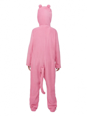  Pink Panther Kostuum, bestaande uit een onesie met karakter kap. Perfect voor Carnaval of vrijgezellenfeest.