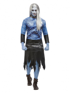 Hoe gaaf is dit Winter Warrior Zombie Kostuum?! Dit bestaat uit de Top, Rok & Manchetten. maak de look compleet met wat schmink en je bent klaar voor Carnaval of themafeest.