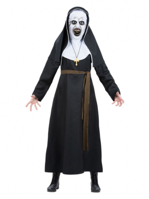The Nun dames kostuum, bestaande uit de tuniek, kap, riem, masker en ketting. Met dit kostuum ben je in één keer klaar voor Halloween.
Wasinstructie: Niet geschikt voor reiniging, alleen chemisch reinigen