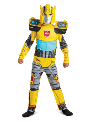 Altijd al in de huid van Bumblebee willen kruipen? Met dit geweldige all in one Transformers Bumblee kostuum masker inclusief je in één keer klaar voor carnaval of ander themafeestje. ook leuk voor in de verkleedkist. Wij verkopen ook het Transformers Optimus Prime kostuum.