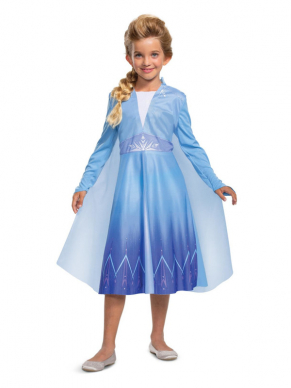 Dit prachtige Elsa kostuum bestaat uit de jurk met cape. 