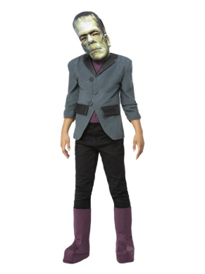 Universal Monsters Frankenstein Kinderkostuum, bestaande uit de Jas, Bootcovers & EVA Masker. Met dit kostuum ben je in één keer klaar voor Halloween of een ander themafeestje. Ook verkrijgbaar voor heren.