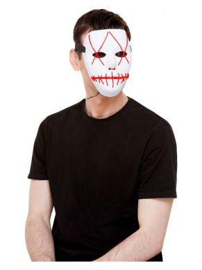 Maak jouw horrorlook compleet met dit witte Neon Stitch Face Masker, Light Up. Ideaal voor een Halloweenfeestje. Bekijk hier ons gehele assortiment maskers.