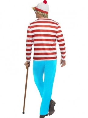 Where's Wally? Heren Verkleedkleding. Inbegrepen is het gestreepte shirt, de blauwe broek, de bril en de pet.